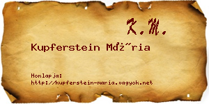 Kupferstein Mária névjegykártya